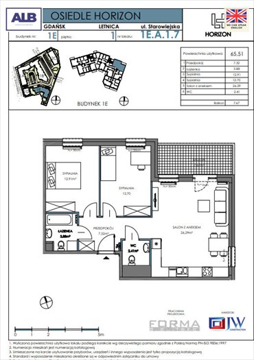 mieszkanie na sprzedaż 66m2 mieszkanie Gdańsk, Letnica