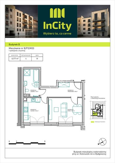 mieszkanie na sprzedaż 45m2 mieszkanie Bydgoszcz, Śródmieście, Tadeusza Kościuszki