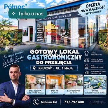 Lokal gastronomiczny 156 m² w Knurowie - polecam lokal użytkowy Knurów, 1 Maja