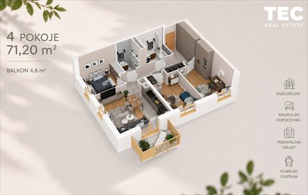 Nowoczesne 4-pokojowe mieszkanie z balkonem w Prądniku Białym mieszkanie Kraków, Prądnik Biały, Prądnik Biały, Siewna
