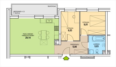 mieszkanie na sprzedaż 60m2 mieszkanie Zielona Góra, Łężyca, Łężyca-Inwestycyjna