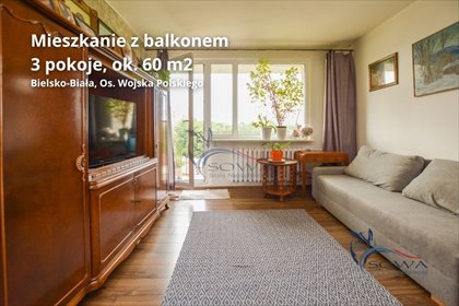 Praktyczne 3-pokojowe mieszkanie 60 m² w Bielsku-Bałej mieszkanie Bielsko-Biała, Osiedle Wojska Polskiego