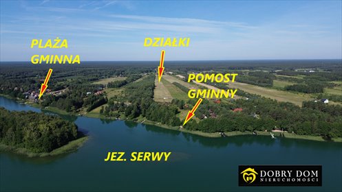 Działki budowlane 300m od jeziora Serwy, las, media działka Serwy