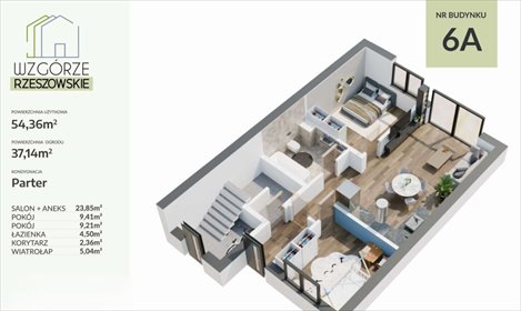 Nowoczesne mieszkanie z ogródkiem, 54,36 m², blisko miasta mieszkanie Rzeszów, Budziwojska