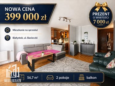 Przestronne 2 pokoje z balkonem i dużym potencjałem aranżacji mieszkanie Białystok, Leśna Dolina