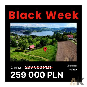 działka na sprzedaż 1109m2 działka Rożnów