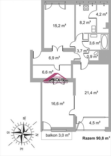 Sprzedam przestronne 3-pokojowe mieszkanie 83 m² w Warszawie mieszkanie Warszawa, Mokotów, Górny Mokotów