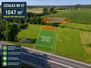 działka na sprzedaż 1047m2 działka Drobin, Płońska