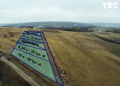 Działka pod dom z widokiem, media, 70 tys. zł działka Pruchnik