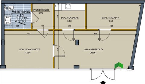lokal użytkowy na sprzedaż 58m2 lokal użytkowy Białystok, Centrum, Proletariacka
