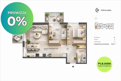 mieszkanie na sprzedaż 58m2 mieszkanie Warszawa, Włochy, Popularna