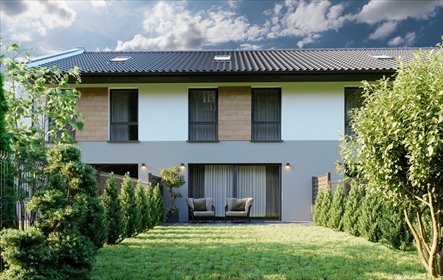 Nowoczesny bliźniak z ogrodem, 102,84 m², Police dom Police, Asfaltowa