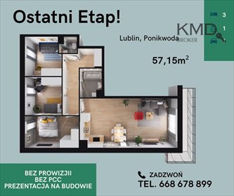 mieszkanie na sprzedaż 57m2 mieszkanie Lublin, Ponikwoda, Narcyzowa