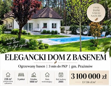 Dom z basenem - 236 m² - 1000 m² działki - blisko PKP dom Prażmów