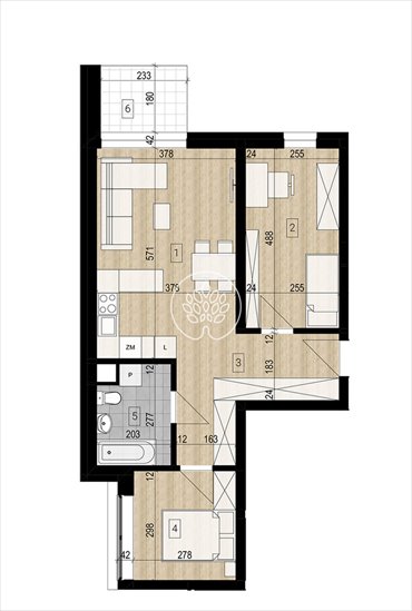 Przestronne 3-pokojowe mieszkanie 56,3 m² w Bydgoszczy mieszkanie Bydgoszcz, Okole, Grunwaldzka