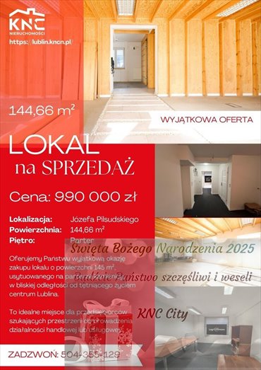 lokal użytkowy na sprzedaż 145m2 lokal użytkowy Lublin, Śródmieście, al. Józefa Piłsudskiego