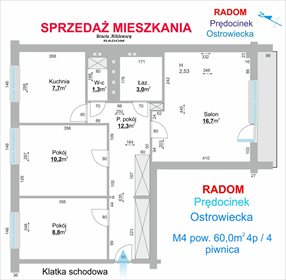Mieszkanie trzypokojowe na sprzedaż Radom, Prędocinek, Ostrowiecka 60m2 Foto 3