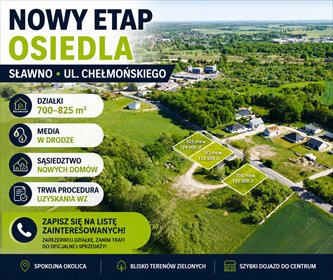 Przedsprzedaż działek w Sławnie przy ul. Chełmońskiego! działka Sławno, ul. Chełmońskiego