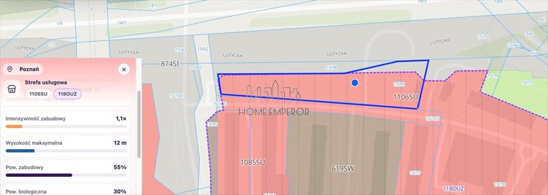 Działka 5150 m² w Poznaniu - media przy granicy działka Poznań, Podolany, Lutycka