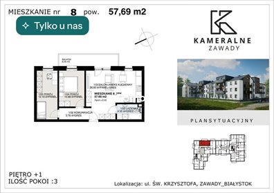 Sprzedam nowoczesne 3-pokojowe mieszkanie z balkonem w Zawadach mieszkanie Białystok, Zawady