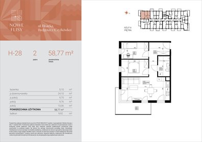 mieszkanie na sprzedaż 59m2 mieszkanie Bydgoszcz, Czyżkówko, Flisacka