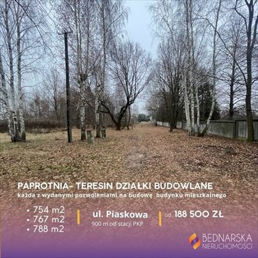 działka na sprzedaż 754m2 działka Paprotnia, Piaskowa