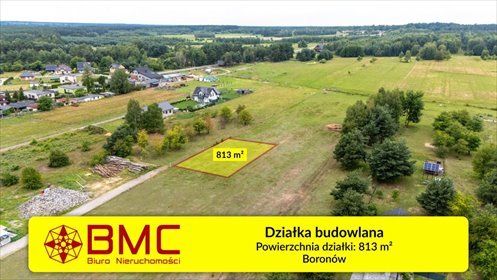 Działka budowlana 813 m² z mediami, spokojna okolica działka Boronów, Grabińska