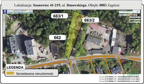 działka na sprzedaż 1852m2 działka Sosnowiec, Dmowskiego