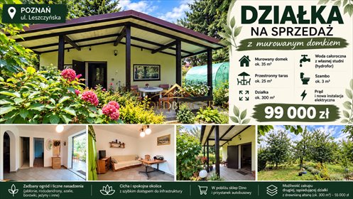 Do sprzedania działki z domkiem 35 m² i tarasem w Poznaniu działka Poznań, Leszczyńska