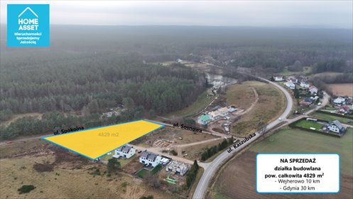 Działka budowlana 4829 m² w otulinie Puszczy Darżlubskiej działka Domatówko, Sosnowa