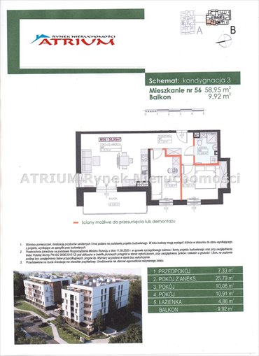 mieszkanie na sprzedaż 59m2 mieszkanie Piotrków Trybunalski, Wyzwolenia