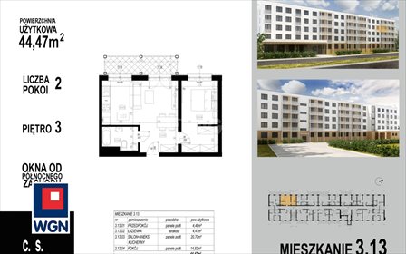 Sprzedam nowoczesne 2-pokojowe mieszkanie 44,47 m² z balkonem i windą mieszkanie Głogów, Wojska Polskiego