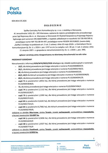 działka na wynajem 279430m2 działka Teresin