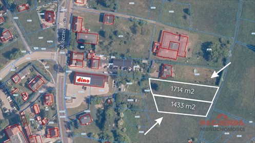 Dwie działki w centrum Tanowa, 1433 m² i 1714 m² działka Tanowo