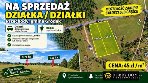 Na sprzedaż działki inwestycyjne 1,89 ha w Przechodach działka Przechody