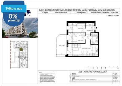 Nowoczesne 3-pokojowe mieszkanie 52,91 m² w Bydgoszczy zapraszam mieszkanie Bydgoszcz, Bartodzieje Małe, Filmowa