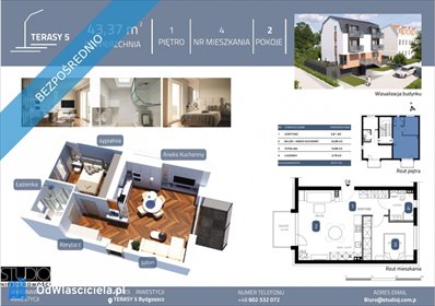 mieszkanie na sprzedaż 44m2 mieszkanie Bydgoszcz, Szwederowo, Terasy