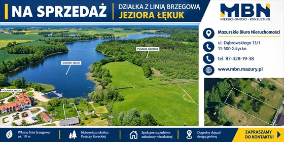 Zapraszam do zakupu działki 1077 m² nad jeziorem Łękuk działka Łękuk, Łękuk