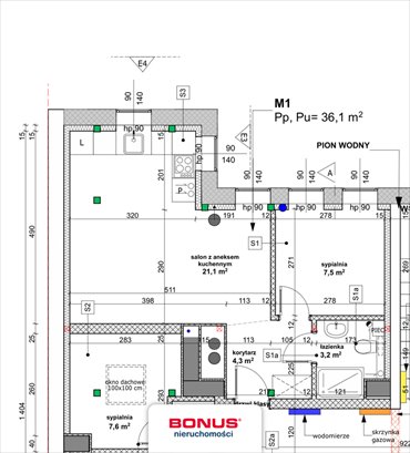 mieszkanie na sprzedaż 36m2 mieszkanie Szczecin, Śródmieście-Centrum, Bohaterów Getta Warszawskiego