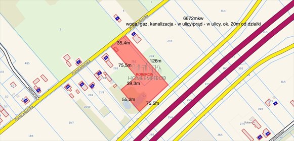 działka na sprzedaż 6672m2 działka Robercin, Podskarbińska