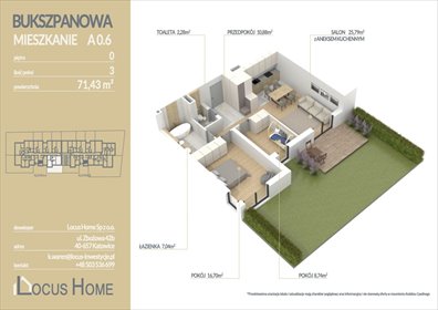 mieszkanie na sprzedaż 71m2 mieszkanie Katowice, Piotrowice-Ochojec, Bukszpanowa