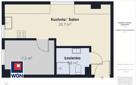 Nowoczesna kawalerka z oddzielną sypialnią (27,08 m²) mieszkanie Brodnica, Szczuka