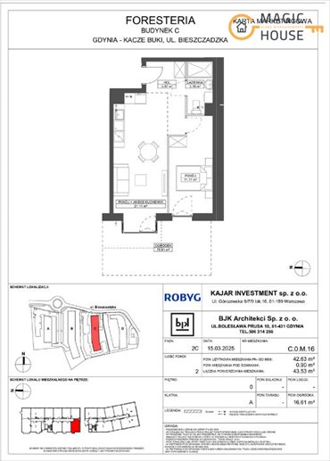 mieszkanie na sprzedaż 43m2 mieszkanie Gdynia, Wielki Kack, Bieszczadzka