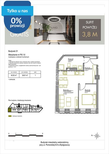Dwupokojowe mieszkanie 38,72 m2 w centrum Bydgoszczy mieszkanie Bydgoszcz, Centrum, Pomorska