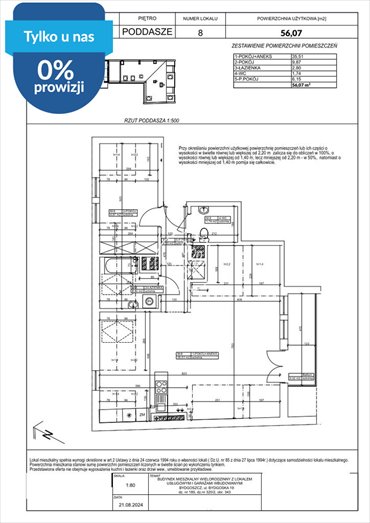 Przestronne 3-pokojowe mieszkanie w Fordonie, 56,07 m2 mieszkanie Bydgoszcz, Fordon, Bydgoska