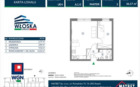 mieszkanie na sprzedaż 36m2 mieszkanie Koszalin, Portugalska