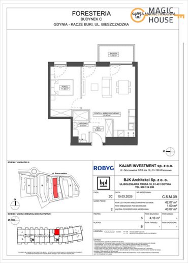 mieszkanie na sprzedaż 42m2 mieszkanie Gdynia, Wielki Kack, Bieszczadzka