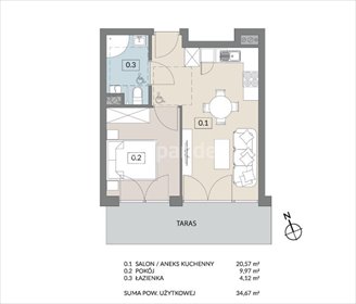 mieszkanie na sprzedaż 35m2 mieszkanie Poznań, Naramowice, Maków Polnych
