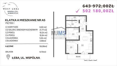 mieszkanie na sprzedaż Łeba Zielona 59,08 m2