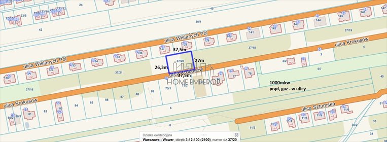 działka na sprzedaż 1000m2 działka Warszawa, Wawer, Falenica, Krokusów